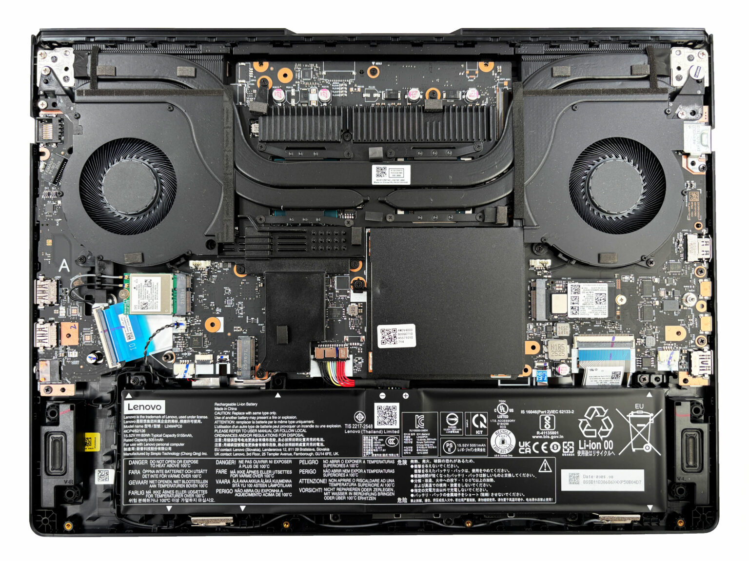 Internal Photo of Lenovo Legion Pro 5 16ADR10 16IAX10 16IAX10H 16IRX10, white US keyboard AI (Legion Pro 5 16ADR10)